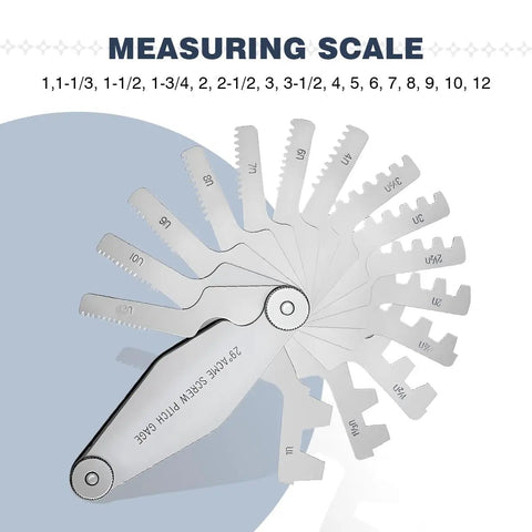 29 Degree Acme Screw Pitch Gauge 16 Piece Stainless Steel Tool Set For T Thread Measuring And Cutting Handy Reference For Machinists And DIY Pros For Home Workshop Projects And Repairs