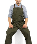 Moss Green Pottery Apron With Full Front Coverage From Chest To Ankle 53 Inch Length Cross Back Pro Grade Adjustable Straps