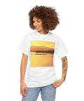 Outrigger Canoe Sunset Molokai Hawaii Tee Unisex Heavy Cotton Shirt White Size Large with relaxed fit