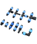 25Pcs 16mm Drip Tape Connectors Kit With Elbow End Plug Straight Tee Water Splitter Fittings Adapters For Garden Irrigation Systems No Leak Quick Install Plastic Hose Lock Nut, 25-piece plastic set