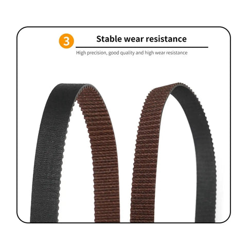 Top Shelf 3D Printer Synchronous Timing Belt GT2 9MM Wide view showing black and brown belts for smooth printing.