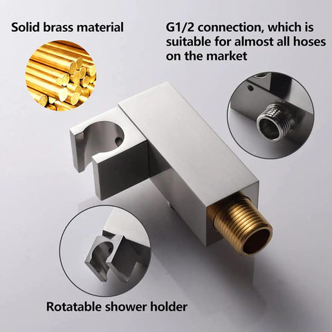 Brushed Nickel Solid Brass High Pressure Handheld Shower Head Detachable With 59-Inch Stainless Steel Hose And Adjustable Bracket Set