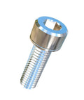 Pack Of Six Ten Thirty Two By Five Eight Inch Unf Socket Head Grade Five Titanium Machine Screws with polished finish.