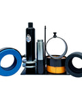 HKTE carrier and pinion bearing puller kit, front view with blue puller ring, black hydraulic jack, and orange base