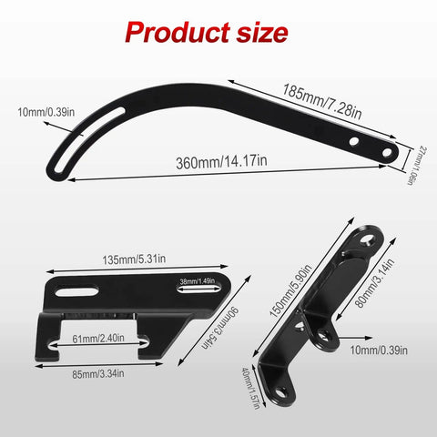 Alternator Bracket Kit For Chevy Small Block With Short Water Pump Driver Side Black Finish Includes Upper Arm Bracket And Slider Bracket Fits SBC 265 283 305 327 350 product size measurements