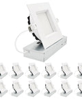 Sleek Square Trim 5 Inch LED Recessed Light Canless Mini Panel Adjustable 5CCT with smooth white bezel in 12 pack.