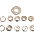 Pro Level Solid Brass Router Jig Bushing Guide Set With Snug Carry Case For Precision Woodworking And Carpentry Projects 11 piece brass bushings shown.