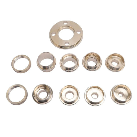 Top Tier Brass Router Bushing Kit Includes Eight Heavy Duty Template Guides And Adapter For No Sweat Woodworking Repair, precision brass components.
