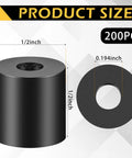 200 Pcs Black Nylon Spacers Half Inch Thick, Half Inch Outer Diameter, 0.194 Inch Inner Diameter Round Spacers product size diagram
