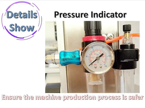 Close-up of pressure indicator for Top Tier Flat Surface Labeling Machine With Solid Vacuum Pump For Self Adhesive Labels.