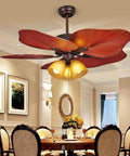 Modern Retro Ceiling Fan With Remote Control And Ambient Lighting For Indoor Outdoor Use In Apartments Living Rooms And Bedrooms, Red blades.