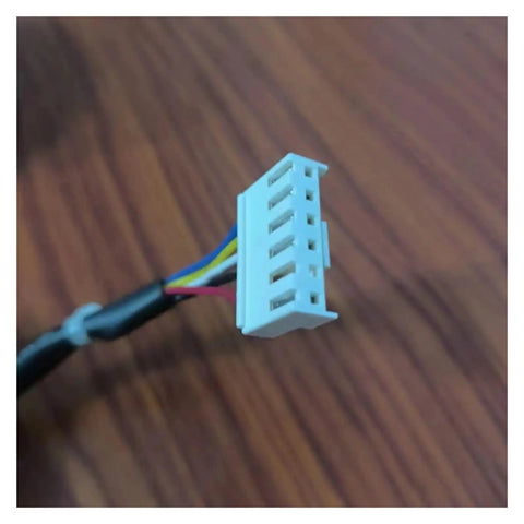 Close-up of connector for 20W Brushless DC Fan Motor For Air Conditioner WZDK2038G, showing colored wires for clarity.