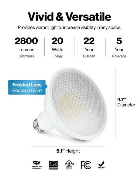 Topshelf Six Pack Par38 Led Flood Light Bulbs, 20 Watt Replaces 250 Watt Incandescents, Smoothly Dimmable Plus Flicker Free Spotlights, Hella Reliable Waterproof Build Fits 5 Or 6 Inch Recessed Housing For Quick Easy Installation