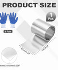 304 Stainless Steel Foil Roll 0.15mm By 50mm By 1m with Gloves, Silver Multiple Use Metal Strip