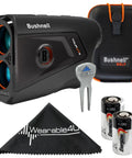 Golf Rangefinder With Tour Trusted Slope Technology And Dual Color Display For Quick Yardage Reads 6X Magnification Yardage Recall Patriot Pack Bundle Includes Lens Cloth And Extra Batteries
