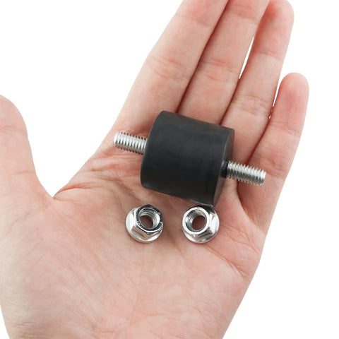 4 Pack M6 Rubber Shock Absorbing Mounts With Bolts Vibration Isolation Pads For Fitness Equipment Air Conditioners Water Pumps And Welding Machines 1.9 Inch Length Durable Black, shown with nuts