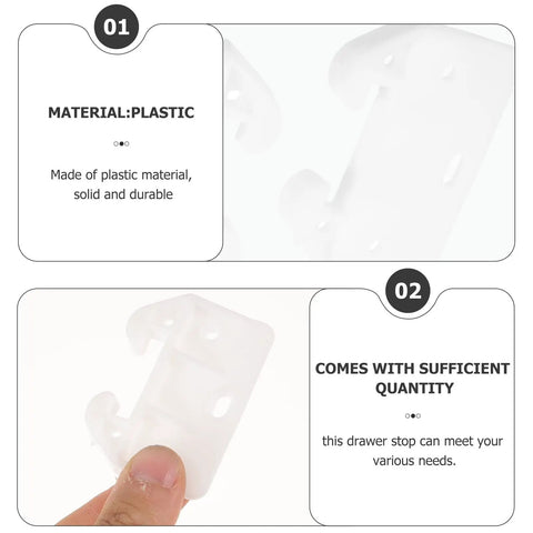 Close-up of 20 Pack Plastic Bottom Mount Drawer Slides Replacement Parts For Dresser Cabinets And Wardrobes White Hardware Durable Easy Install Crab Shaped Design material and quantity features