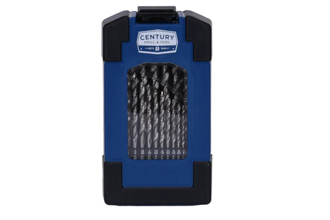 25 Pc HSS Brad Point Drill Bit Set For Woodworking Pro Grade Bits For Heavy Duty Clean Holes blue case front view