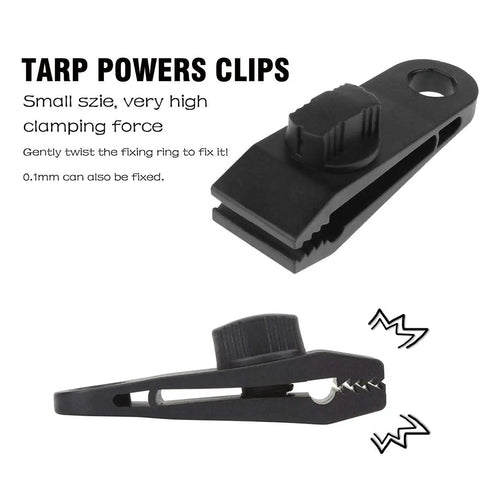 Heavy Duty Tarp Clamps With Lock Grip For Awnings And Outdoor Gear, side view detail of PA material clamp, 60 MPH wind resistant