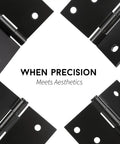 Matte Black Door Hinges 3 Pack With Clean Square Corners Built Tough For Daily Wear Fits Any Interior Or Exterior Door Opening Delivers Hassle Free Installation Using The Exact Match Screws Right Out Of The Wrapper close-up view of hinges showing precision and aesthetic design