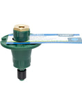 No Fuss Premium 10 Pack Plastic Flush Pop Up Sprinkler Heads With Bombproof Brass Full Spray Nozzle, green plastic and brass.