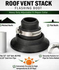 2 Pack Roof Collar Repair Boots For 1.5 To 2 Inch Vent Pipes With Silicone Sealant Included DIY Friendly Flexible Thermoplastic Rubber Roof Vent Flashing Collar Quick Leak Fix For Existing Roof Boots USA Made