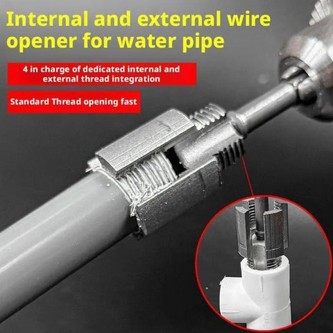 Internal and external wire opener for water pipe, compatible with Heavy Duty Pipe Thread Cutting Tool Kit For PVC.