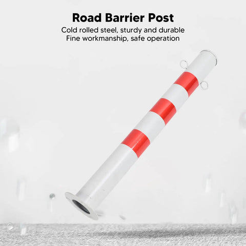 Heavy Duty Cold Rolled Steel Traffic Delineator Posts With Rock Solid Base And High Visibility Red White Stripes For Street Parking Lot Barriers That Are Dang Tough And Built Different