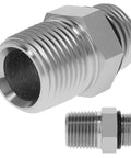 Hydraulic Hose Connector Adapter For Five Eighth Inch ORB Male To One Half Inch NPTF Male, Straight Fitting For Leak Free Hydraulic Line Connections, Precision Machined Durable Universal Compatibility, carbon steel