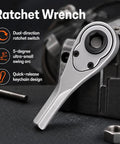 Grab And Go Portable Quarter Inch Hex End Mini Ratchet Wrench Set with dual-direction quick-release magnetic bit driver
