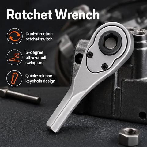 Grab And Go Portable Quarter Inch Hex End Mini Ratchet Wrench Set with dual-direction quick-release magnetic bit driver