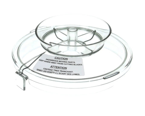 Durable Lid Replacement for Blixer 4 Food Processor OEM Part 101565, clear plastic lid with safety labels for commercial kitchens