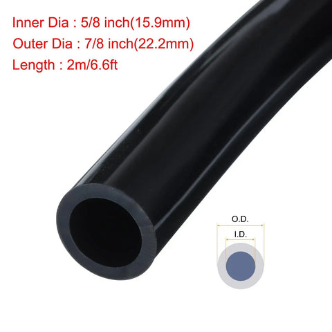 Heavy Duty High Temp Silicone Tubing 6.6 Ft 5/8 In ID By 7/8 In OD Black Flexible Hose With Diameter Dimensions