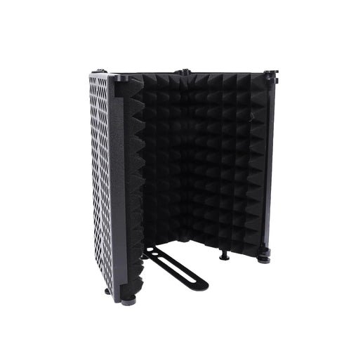 Foldable Soundproof Recording Panel With Abs And Eva Foam Acoustic Treatment Stand Mount Vocal Booth Panel, 255x138mm, black foam design.