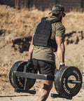 Heavy Duty Farmer's Walk Strongman Carry Rack With Elevated Neutral Handles, 600 Lb Capacity, 28mm Solid Steel Bars in use during workout.
