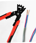 Badass Heavy Duty Wire Stripper And Crimper Pliers With Slick Bending Jaw Pro Grade Electrician Gear on white background with wires.
