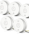 2 In 1 Smoke And CO Detector With Voice Alert, Hardwired Or Wireless Interconnection Up To 12 Units, Battery Backup, Self Check, 5 Pack