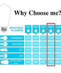 Comparison chart for LED Light Bulbs 75 Watt Equivalent 7W Equals 75W 850 Lumen Daylight 4000K Vintage Style E26 Base