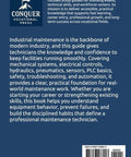 Back cover of Conquer the Industrial Maintenance Technician Career book; blue with Conquer logo and barcode.
