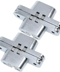 Stainless Steel Concealed Hinges 2 Pack For Buffet Tables And Counter Doors 180 Degree Folding Cross Door Hinges Silver Hidden Hardware