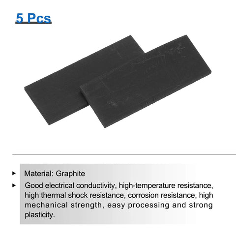 Two Pro Grade Graphite Blocks Plates For Melting Casting And Electrolysis 50x20x2mm Ingot Sheets Pack Of 5 on a white background.