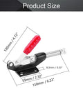 Adjustable Toggle Clamp With Quick Release Push Pull Action, 851 Lbs Capacity, High Carbon Steel GH 304 EM, 180 Degree Handle, Red and Silver Finish, Beefy Heavy Duty Jig Clamp For Woodworking And Metalworking, 158mm size