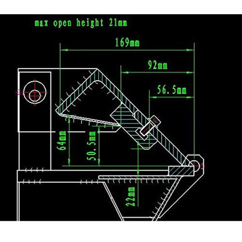 Technical diagram of 12 Inch Box And Pan Brake For 20 Gauge Metal showcasing precise dimensions for compact design and metal bending.