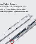 Heavy Duty Undermount Drawer Slides With Soft Close Full Extension Hidden Bottom Mount Installation for Smooth Operation in Kitchen and Furniture Built Tough For Everyday Use with floor fixing screws.