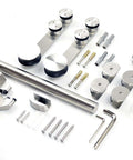 12 Ft Stainless Steel Glass Double Bi Partition Sliding Barn Door Hardware Kit Heavy Duty For Interior Partition Includes Rollers Tracks