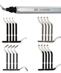 Top Shelf Deburbing Tool Kit Comes With 21 Tough M2 And M35 Cobalt Steel Blades And Heavy Duty CNC Aluminum Handle Perfect For Knocking Off Rough Bits On Steel Brass And Aluminum Projects Smooth And Easy. Features multiple deburring blades and ergonomic CNC handle.