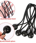 Close-up of 30 Pack 6 Inch Black Bungee Balls Heavy Duty Tarp Tie Downs Cords Weather Resistant 4mm Thick Beefy Bungee Cords