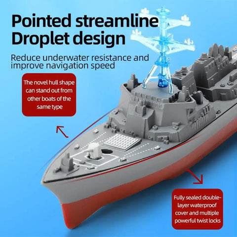 Remote Control Warship RC Battleship 2.4GHz Boat For Lakes And Rivers Dope Armed Arleigh Burke Class Destroyer Model top view