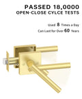 Gold Privacy Door Handle Set With Keyless Interior Button Heavy Duty Door Lever And Knob Durability Test Results