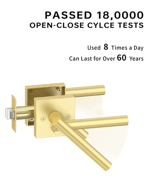 Gold Privacy Door Handle Set With Keyless Interior Button Heavy Duty Door Lever And Knob Durability Test Results